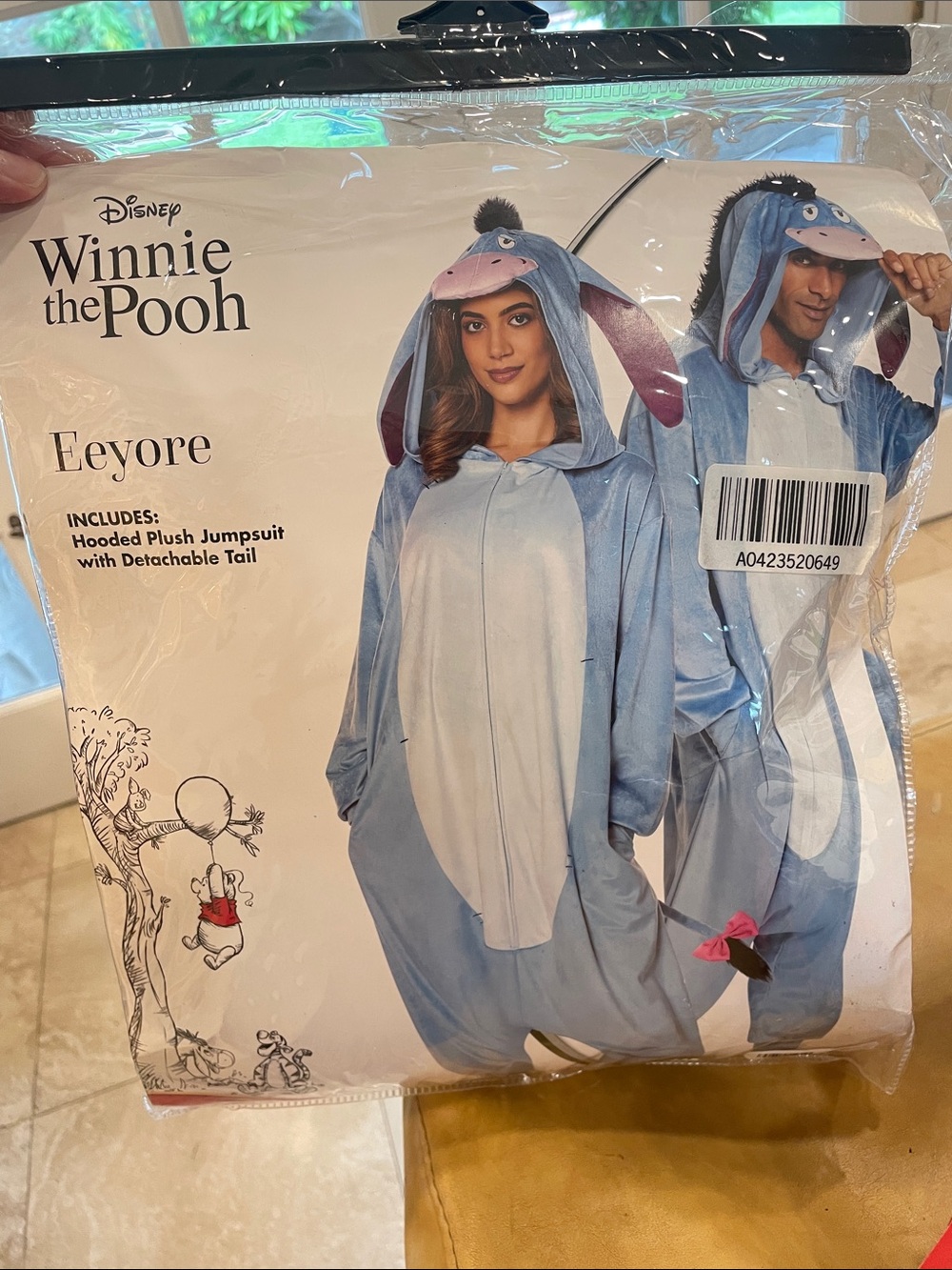 Disney Eeyore Hooded Plush Jumpsuit - Light Blue and Light Gray